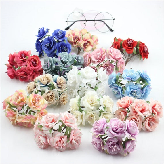 30 Pcs / 3cm / Mini Artificial Fabric Flowers With Stamen Etsy UK