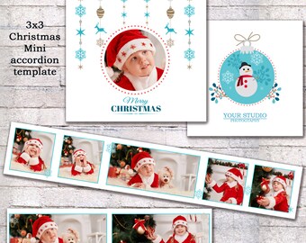 3 x 3 Mini álbum acordeón Navidad / plantilla