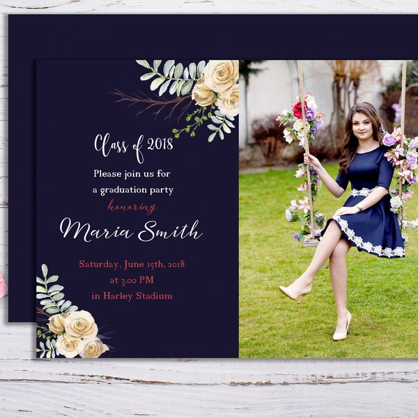 Graduation Invitation Template, High School Graduation, Graduate 2018-2019, College Graduation,Graduation Party Graduation Announcement