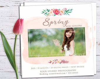 Spring mini sessions, Spring minis, Instant Download, Marketing Template, Photography Marketing PSD Template
