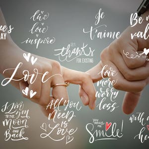 15 PNG Photoshop Overlay, superposiciones de palabras de San Valentín, superposición de amor- DESCARGA INSTANTÁNEA