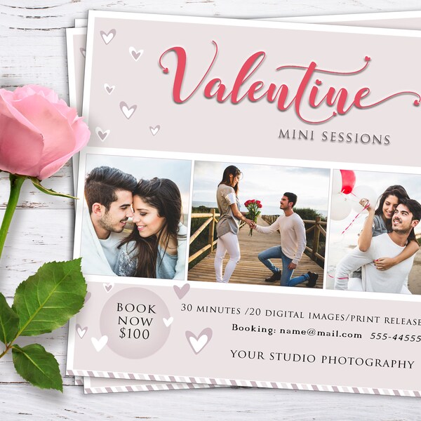 Valentine mini session template,  Mini Session Template, Valentine's Day Photography Marketing, instant download