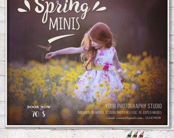 Spring Minis, Marketing Board, Photoshop Template for Photographers,Spring Mini Session,