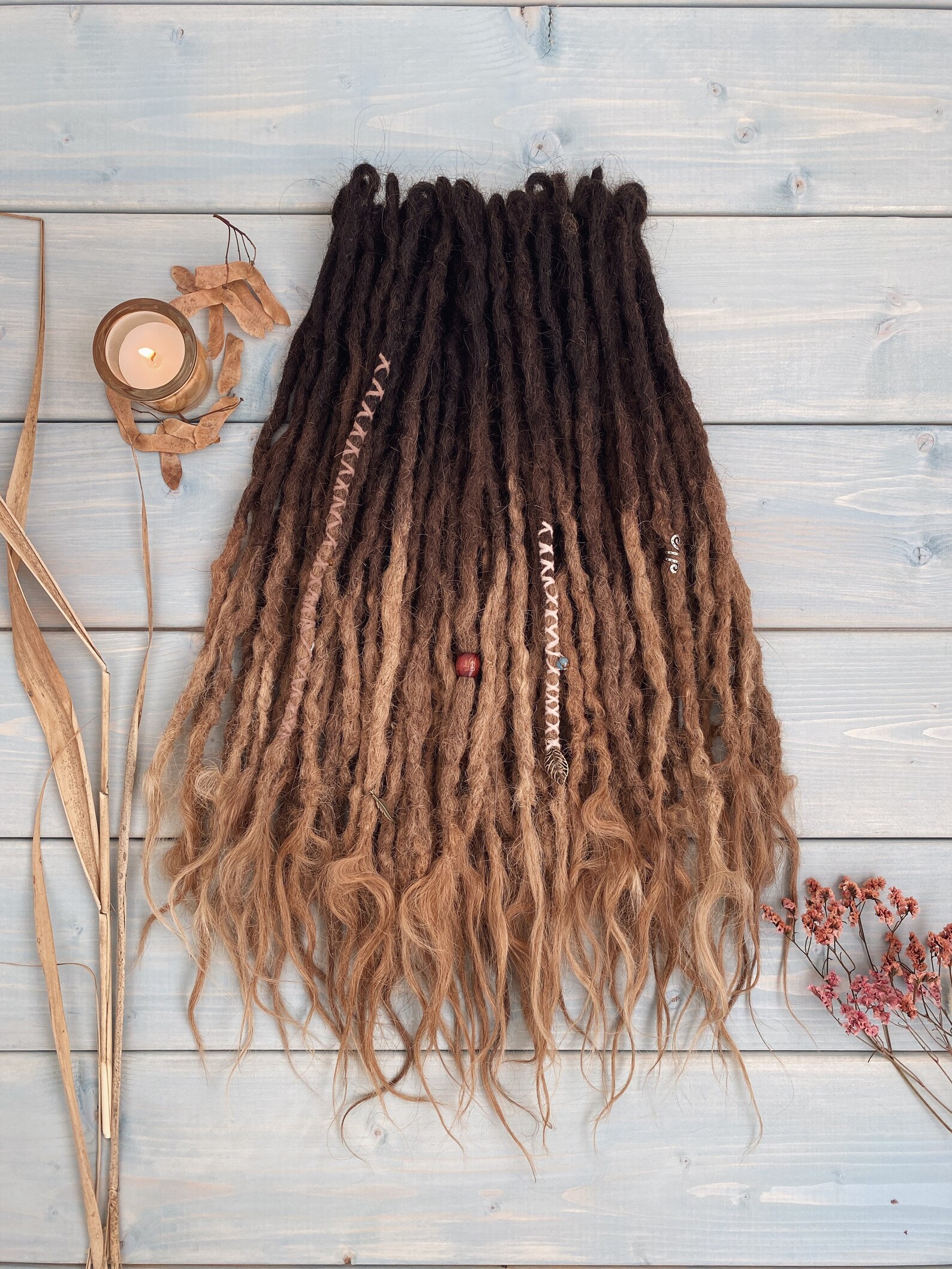 Dreads Human Hair Extensions Brown Ombré Blonde Custom Etsy