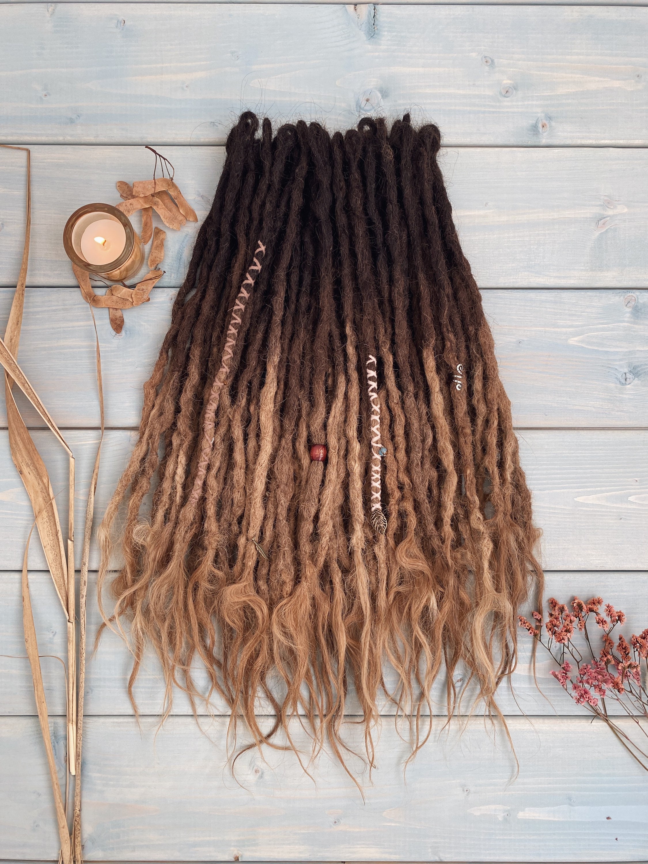Dreads Human Hair Extensions Brown Ombré Blonde Custom Etsy