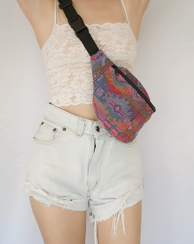 Colorful 90s Fanny Pack Large Recycled Vintage Bum bag Etsy