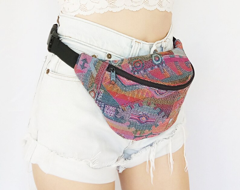 Colorful 90s Fanny Pack Large Recycled Vintage Bum bag Etsy