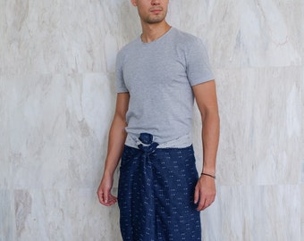 Longyi reversible para hombre ⎜ Pareo de playa ⎜ Pareo minimalista y elegante ⎜ Pareo moderno y funcional ⎜ TWIN ⎜ Birmania, India, Bali, ropa tipo pareo para hombre