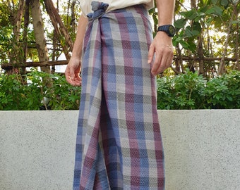 Cómodo longyi reversible para hombre⎜ Elegante pareo de playa⎜Pareo minimalista⎜PASTEL⎜Sarung moderno⎜Birmania, India, Bali, ropa de vestir envolvente