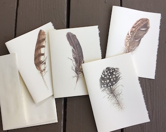 4 Feather Notecards