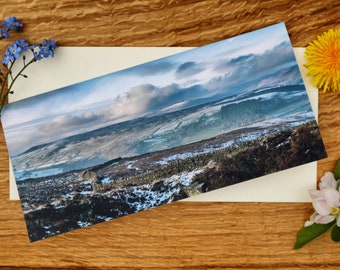 Peak District Greetings Card - Looking across Eyam Moor to the High Peak - DL Size