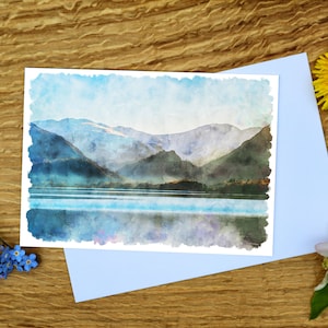 Tarjeta de felicitación de Castle Crag y Borrowdale Fells, Distrito de los Lagos, 5 x 7 pulgadas e impresión en lienzo