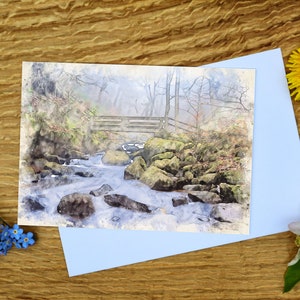 Misty Padley Gorge, Peak Distrikt Grußkarte 13 x 18 cm und Leinwanddruck