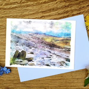 Millstones at Stanage Edge, carte de voeux de Peak District 5 x 7 pouces et impression sur toile