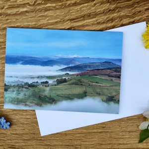 Morning Mist in Hope Valley Peak District - wenskaart en canvasafdruk