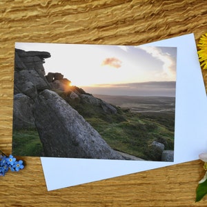 Summer Solstice in Stanage Edge, Peak District-wenskaart en canvasafdruk