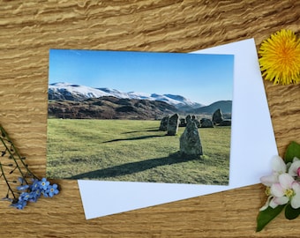 Snow on the Hills above Castlerigg, Keswick A6 Greeting Card and Canvas Print