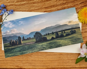 Lake District Greetings Card - Dusk light on Castlerigg Stone Circle - DL Size
