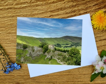 Peveril Castle, Peak District Greetings Card 5"x7" and Canvas Print