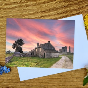 Magpie Mine, Peak District-wenskaart 5 x 7 inch en canvasafdruk