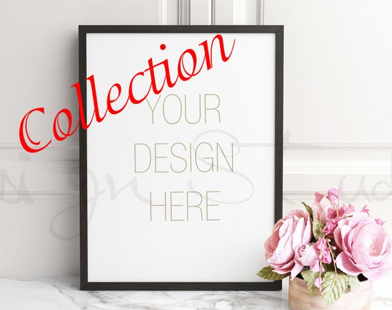 Styled Stock Photography Black Frame Mockup  Vertical Horizontal