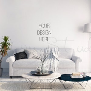 interior stock Photography, living room blank Wall Photography, Scandinavian interior , Poster Mockup Print Background , BUY8 PAY4 image 1