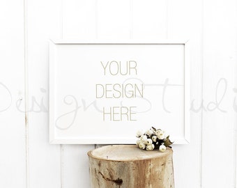 white frame mockup, wood mockup, styled stock BUY8 PAY4