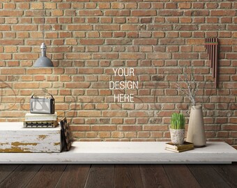 Download Free Brick wall living room Photography, BUY5 PAY3, Styled Photography, PSD Template