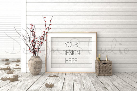 Gold Frame Mockup Autumn Leaves 18x24 Empty Frame Gold Frame Mockup Autumn Leaves 18x24 Empty Frame