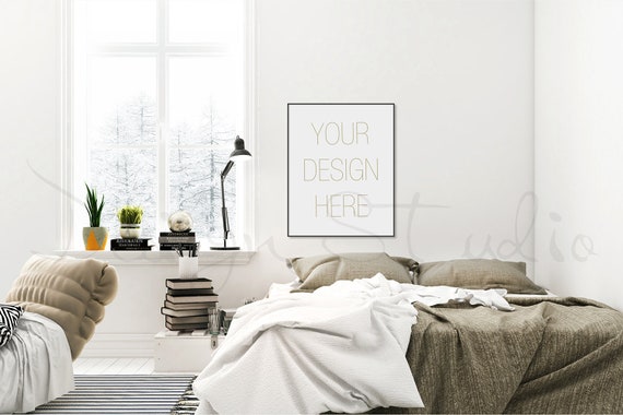 Poster Mockup Bedroom Frame Mockup Modern Interior Black Frame