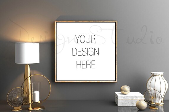 Square Digital Gold Frame Mockup Styled Photography Poster Mockup Square Digital Gold Frame Mockup Styled Photography Poster Mockup