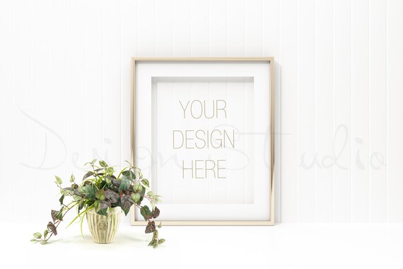 Gold Vertical Frame Mockup Empty Gold Frame  Styled