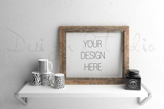 Horizontal Wooden Frame Mockup Styled Stock Photography Product Background