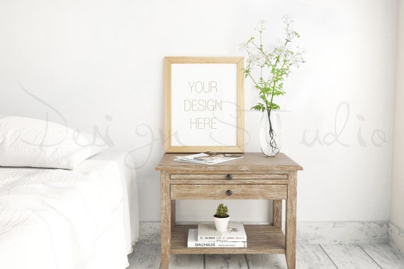 Bedroom Wooden Style Mockup Styled Stock Photography Scandinavian Bedroom