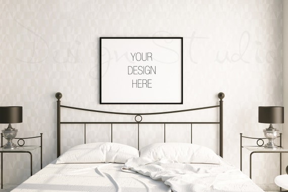 Bedroom Black Frame Mockup Styled Stock Photography Frame Mockup