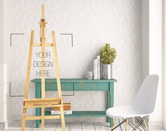 2 Styled Stock photographs, green desk and easel , BUY3 PAY2, Frame Mockup , Styled Photography Poster Mockup,