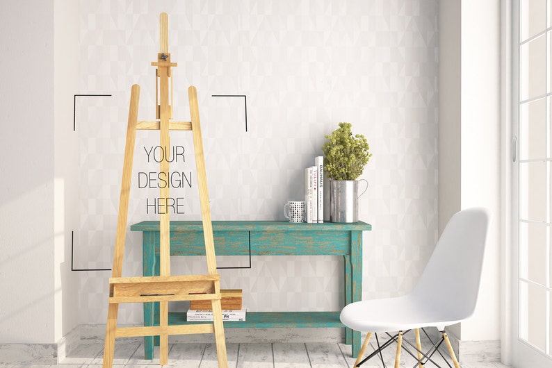 2 Styled Stock photographs, green desk and easel , BUY3 PAY2, Frame Mockup , Styled Photography Poster Mockup, image 1