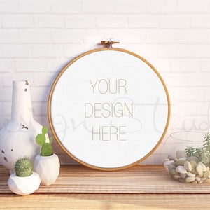 Hoop frame canvas mockup, Hoop frame mockup, styled stock phototgraphy, PNG file