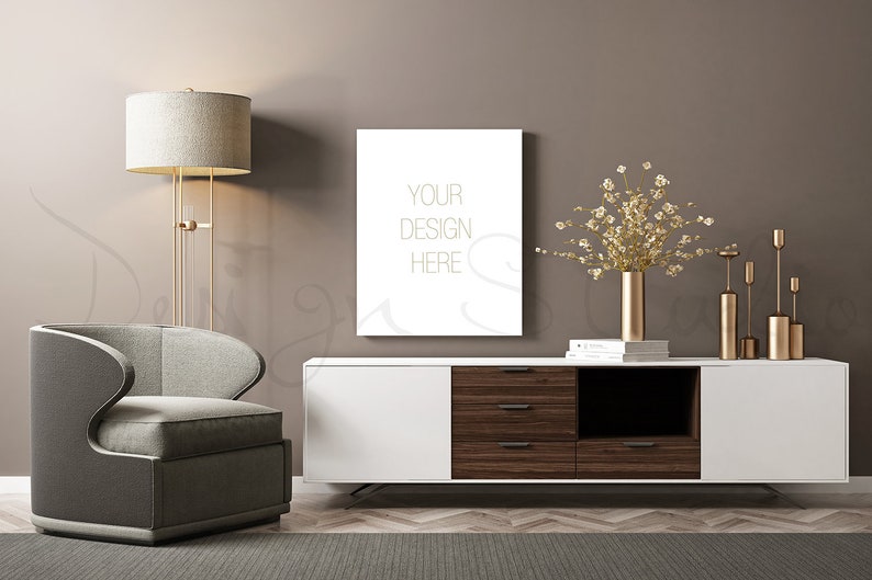 Living room canvas mock up, styled stock photography, frame mockup, 16x20 canvas mock up, png file image 2