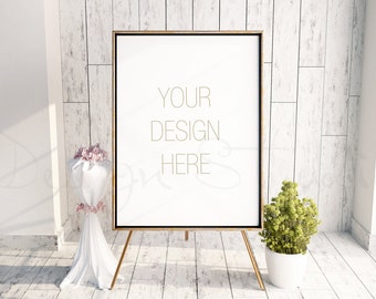 Easel Frame Mockup, Smart object PSD, Styled Stock Photography, 18X24 Gold Digital Frame mockup,  Styled frame mockup, BUY3 PAY2