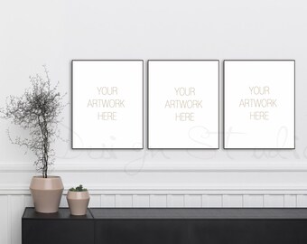 8x10 Set of three Vertical DIGITAL black Frame Mockup, Styled Stock Photography,Product Background Mockup ,minimalist black frame mockup