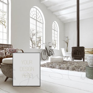 Frame mock up, scandinavian interior minimalist frame mockup, styled stock photography image 2