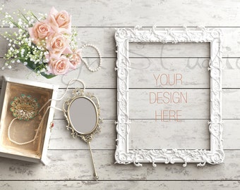 Styled Stock Photography, wooden desk Frame Mockup, white Digital Frame mockup, Styled Photography Mockup, stock photo