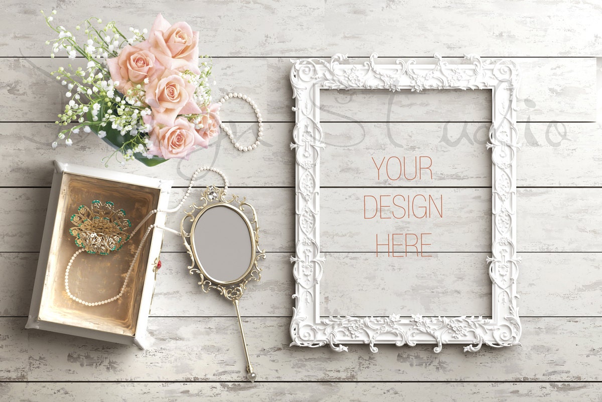 Styled Stock Photography Wooden Desk Frame Mockup White Etsy