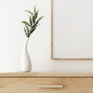 Styled Desk frame mockup, wooden frame mock up, scandinavian style living room stock photography, minimalist frame image 3