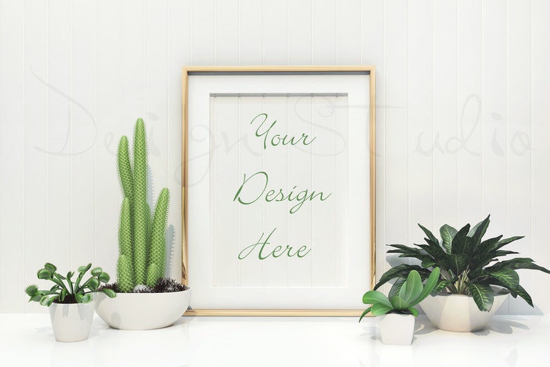 A4 A3 A2 Vertical frame mockup, BUY3 PAY2, gold Frame,LANDSCAPE gold frame Mockup, Styled stock photography image 1