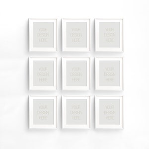 BUY3 PAY2, Set of nine Vertical white Frame Mockup, Styled Stock Photography, Product Background Mockup ,minimalist white frame mockup