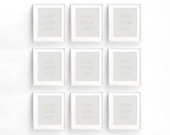 BUY3 PAY2, Set of nine Vertical white Frame Mockup, Styled Stock Photography, Product Background Mockup ,minimalist white frame mockup