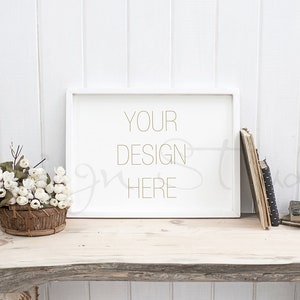 natural wood desk mockup , Styled stock photography, BUY3 PAY2, 8x10 hotizontal White Digital Frame Mockup, Poster Frame Mockup, BUY3 PAY2, image 2