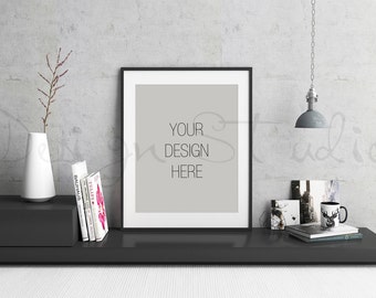 Styled Stock Photography, Concrete wall Frame Mockup,  black Digital Frame mockup, Styled Photography Mockup, stock photo